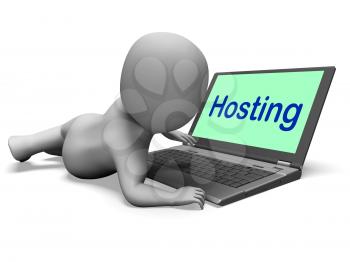Hosting Character Laptop Showing Www Internet Or Website Host