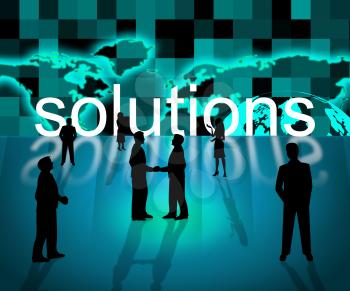 Solutions Business Indicating Succeed Achievement And Commercial