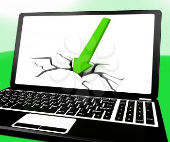 Arrow Hitting Ground On Laptop Shows Drop On Sale Or Failures