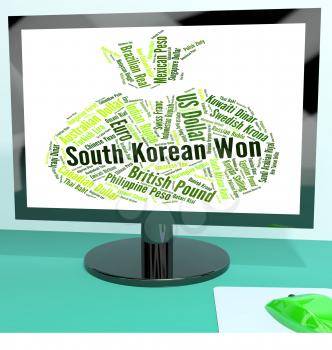 South Korean Won Showing Exchange Rate And Currencies 