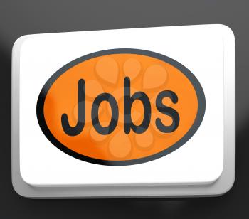 Jobs Button Showing Hiring Recruitment Online Hire Job