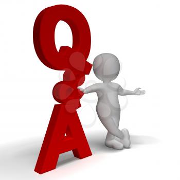 Question and Answer Q&A Sign And 3d Character As Symbol For Support