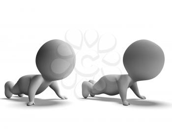 Push Ups Or Pressups Being Done By 3d Characters