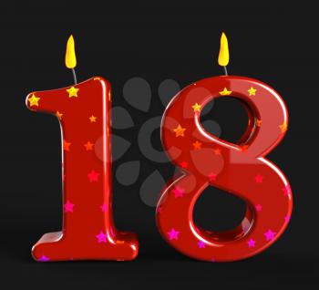 Number Eighteen Candles Showing Teen Birthday Or Decoration