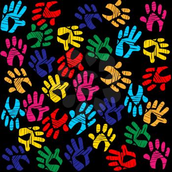 Background Handprints Showing Artwork Backdrop And Template