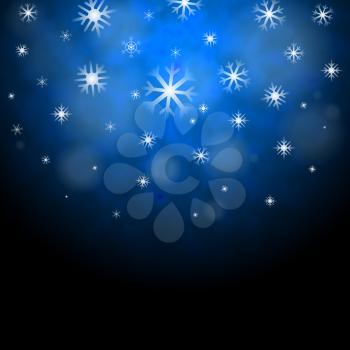 Snowflakes Blue Background Showing Frozen Shiny Stars
