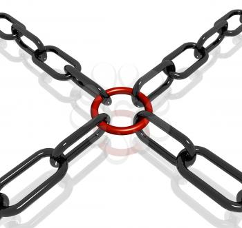 Red Link Chain Showing Strength Security Safety and Togetherness