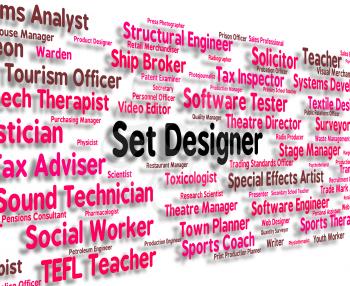 Set Designer Indicating Text Word And Designing