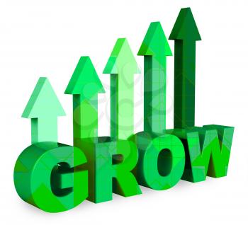 Grow Arrows Indicating Growing Growth And Improve 3d Rendering