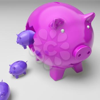 Piggybanks Inside Piggybank Shows Investment Revenues And Incomes