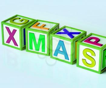Xmas Blocks Showing Merry Christmas And Festive Season
