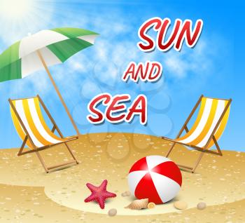 Sun And Sea Representing Summer Time And Seafront