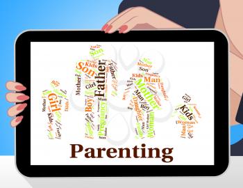 Parenting Words Representing Mother And Baby And Mother And Child