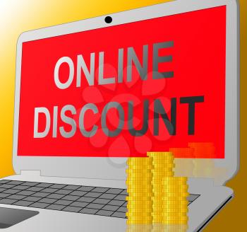 Online Discount Laptop Message Shows Web Reductions 3d Illustration