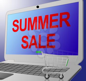 Summer Sale Laptop Message Shows Bargain Offers 3d Illustration