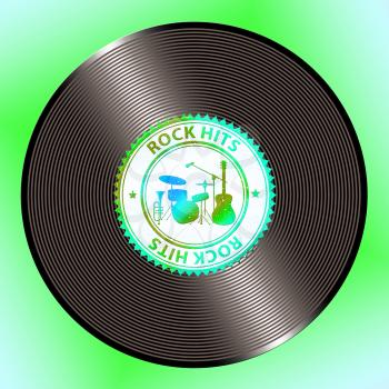 Rock Hits Record Representing Popular Rated And Sound