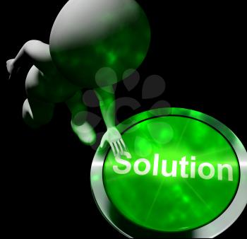Solution Computer Button Showing Success And Strategies 3d Rendering