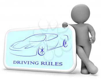 Driving Rules Phone Meaning Passenger Car And Driver 3d Rendering