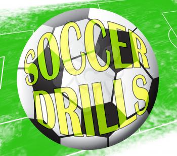 Soccer Drills Ball Showing Football Practise 3d Illustration