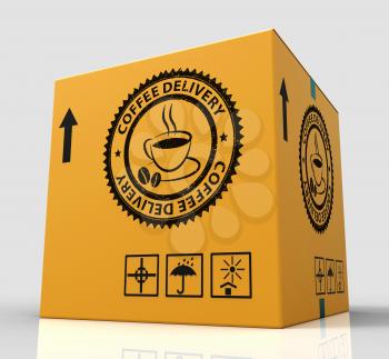 Coffee Delivery Box Shows Beverage Delivering 3d Rendering
