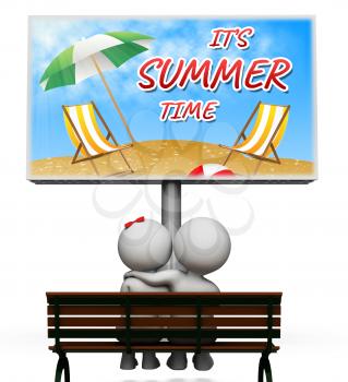 Summer Time Sign Showing On Holiday Vacationing Now 3d Illustration
