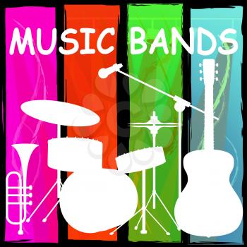 Music Bands Drum Kit Representing Sound Track And Groups