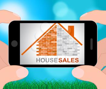 House Sales Phone Representing Commerce Retail And Household 3d Illustration