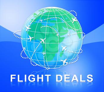 Flight Deals Globe Represents Low Cost Flights 3d Illustration