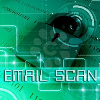 Email Scan Padlock And Data Means Malicious Code Scanning 3d Rendering