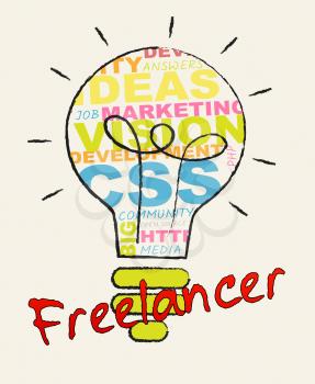 Freelancer Lightbulb Words Shows Subcontracting Freelancers 3d Illustration