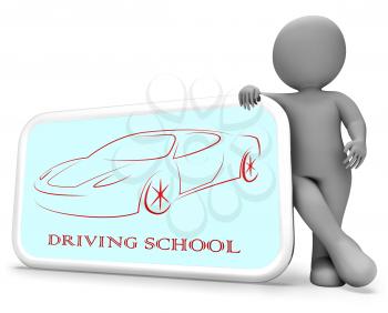 Driving School Phone Indicating Learning To Drive A Car 3d Rendering