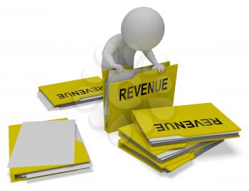 Revenue Character And Folders Indicates Forecast Wage 3d Rendering