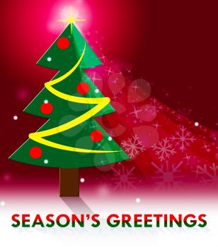Season's Greetings Xmas Scene Means Christmas Greeting 3d Illustration