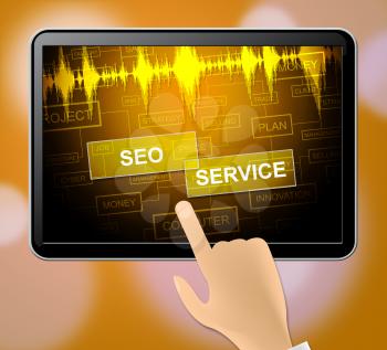 Seo Service Tablet Meaning Search Engine Optimization And Indexing 3d Illustration