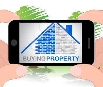 Buying Property Phone Meaning Real Estate Property Purchases 3d Illustration
