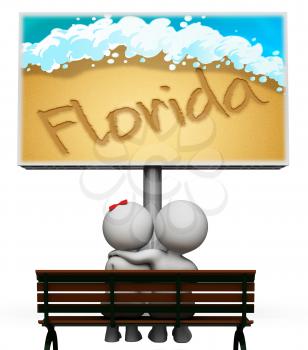 Florida Holiday Sign Indicating Usa Vacation 3d Illustration