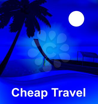 Cheap Travel Beach By Moonlight Representing Low Cost Tours 3d Illustration