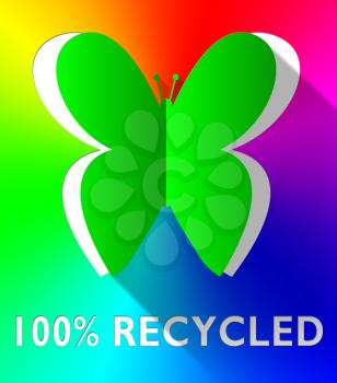 Hundred Percent Recycled Butterfly Cutout Green 3d Illustration