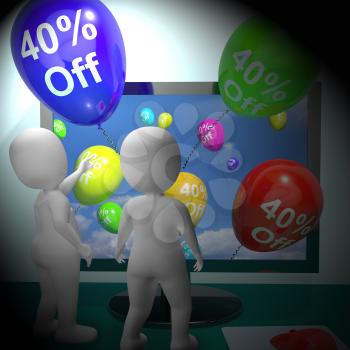 Balloons From Computer Show Sale Discount Of Forty Percent 3d Rendering