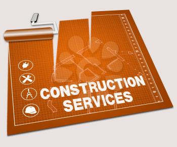 Construction Services Paint Roller Shows Building Service 3d Illustration