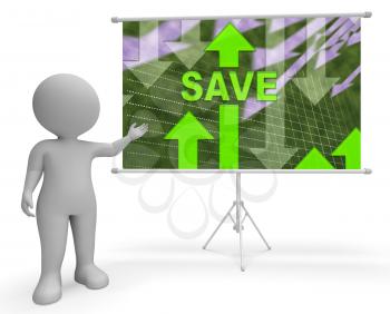 Save Graph Character Showing Finances Growth And Savings 3d Illustration