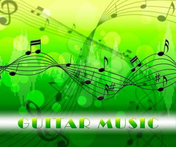 Guitar Music Floating Notes Showing Song Soundtrack And Audio