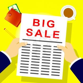 Big Sale Newsletter Shows Closeout Discounts 3d Illustration