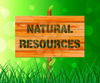 Natural Resources Sign On Grass Shows Nature Assets 3d Illustration