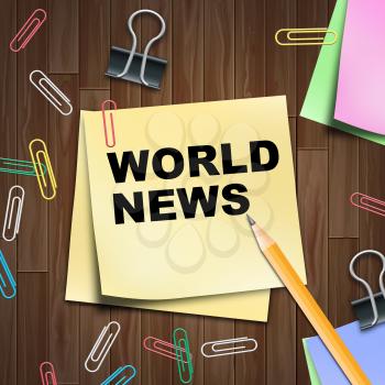 World News Notepad Indicating Global Newsletter 3d Illustration
