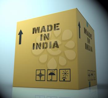 Made In India Box Indicating Asia Import 3d Rendering