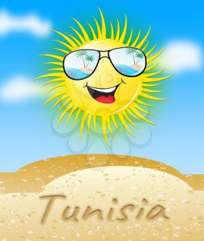 Tunisia Sun With Glasses Smiling Meaning Sunny 3d Illustration