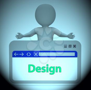 Design Webpage Character Showing Concept Designing 3d Rendering