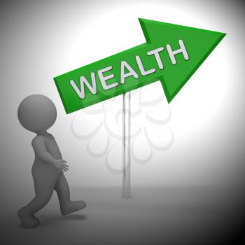 Wealth Arrow Sign Showing Rich Abundance 3d Rendering