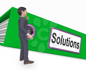 Solutions Folder Representing Files Paperwork And Organize 3d Rendering